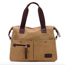 Rushed Large Pocket  Canvas Leather Capacity Bags For Women - £31.97 GBP