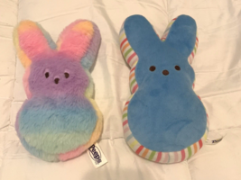 Peeps Rabbits Easter Bunny Plush Stuffed Animal 9&quot; Set Of 2 - £15.53 GBP