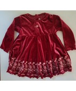 Childrens Place Dress Red Velvet Floral Long Sleeve Holiday 18 Months In... - £3.93 GBP
