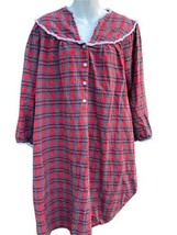 Vintage Lanz Of Salzburg Plaid Flannel Womens Nightgown Cabincore M - £15.41 GBP