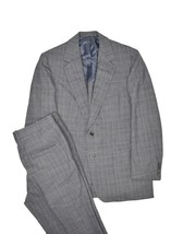 Hickey Freeman Suit Mens 41S Grey Glen Check Jacket &amp; Pants Bespoke Plai... - £105.63 GBP