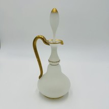 Glass Decanter Stopper Opaline White And Gold Trimmed Vintage Delicate Perfume - $134.10