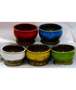 Wholesale Case of 50 Ceramic Glazed Pots, Colors Red, Blue, White, Yellow, Green - $19.35