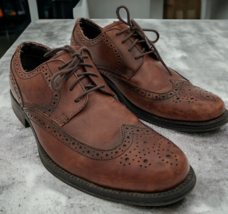 Chaps Brown Leather Dress Casual Wing Tip Oxfords 96-98722 Men&#39;s 8.5M Shoes - $22.80