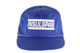 Vintage 90s Distressed Insulspan Spell Out Roped Snapback Hat Cap Royal Blue - £18.25 GBP