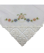 Vintage 1940s Handkerchief White Delicate Embroidered Tatted Tatting Edg... - $283.01 MXN