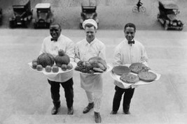 Three Chefs stand on bottom of a line of steps and hold up Thanksgiving ... - $21.99+