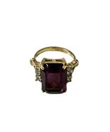 Vintage ESPO 14K GE Purple Emerald Cut Cocktail Ring Size 5 Gold Tone - $25.20