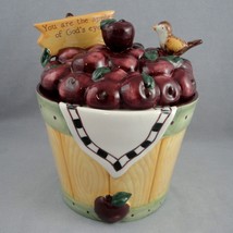 Dicksons Karla Dornacher Apple of God&#39;s Eye Cookie Jar Canister Bushel Basket - £22.86 GBP