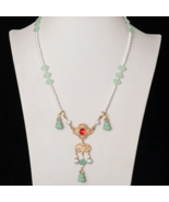 Jade Beaded Necklace w/ Tassel | Women Handmade Retro Lucky Charm Pendan... - £34.67 GBP