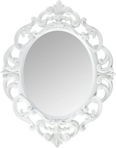 White Wall Mirror Home Decor Vintage Bathroom Bedroom Hanging Retro Oval Small - £20.14 GBP