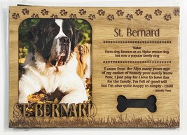 ST. BERNARD Dog Profile Laser Engraved Wood Picture Frame Magnet - £10.82 GBP