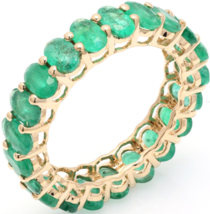 14 Karat Yellow Gold 4.63 ct Oval Cut Emerald Gemstone Eternity Band Ring - £866.73 GBP