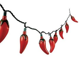 Chili Hot Pepper Fiesta Lights, Mexican light string Set, Cinco de Mayo, PLUG IN - £12.77 GBP