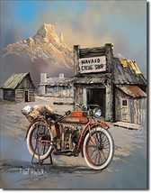 Ted Blaylock Apache High Speed Vintage Motorcycle Transportation Metal Sign - $20.95