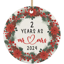 2 Years As Mr &amp; Mrs 2024 Ornament 2nd Anniversary Wreath Christmas Gifts Decor - $15.79