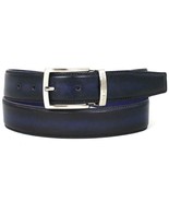 Paul Parkman Mens Belt Leather Dual Tone Navy Blue Hand-Painted B01-NVY-BLU - $149.99