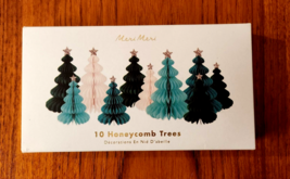 NIP SEALED SET 10 Meri Meri Honeycomb CHRISTMAS TREES Decoration - $14.80