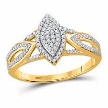 10kt Yellow Gold Round Diamond Oval Bridal Wedding Engagement Ring 1/4 Ctw - £265.62 GBP