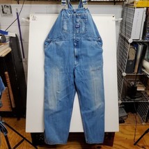 Big Smith Overalls Denim Carpenter Blue Work Farmer Mens Size 48x32 Jean Light - £19.71 GBP