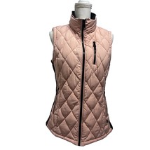Calvin Klein Pink Black Colorblock Quilted Zip Vest Small Stretch Zip Pockets - £19.54 GBP