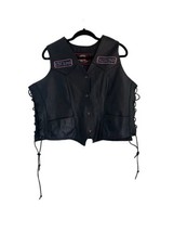 Cruising’ Classics Womens Black Leather Vest Size XXL Patches Biker Motorcycle - £22.02 GBP