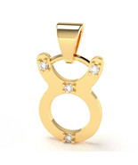 Taurus Zodiac Sign Diamond Pendant In Solid 14k Yellow Gold - $3,632.19 MXN