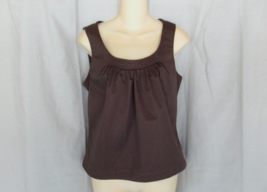 Talbots top  tank shell Size 10 brown scoop neck sleeveless 100% cotton - $13.67