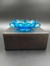 Vintage Fairfield Blue Anchor Hocking Glass Nappy Bowl Dish Two Handles - £7.84 GBP