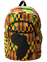Kente African Print Backpack Book Rucksack Handmade Map of Africa Backpack Bag  - £33.57 GBP