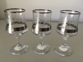 3 X DESSERT GLASSES (SILVER BAND) - $8.48