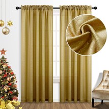 Golden Mustard Curtains For Bedroom 52X84 Long Christmas Decor Semi Sheer Luxury - £33.00 GBP