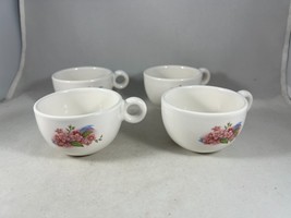 Vintage Set of Four Porcelain Small Floral Print Tea Cups - $14.25