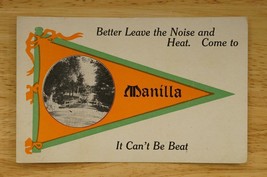 Vintage Early 1900s Pennant Greeting Postcard Come To Manilla It Can&#39;t Be Beat - £10.04 GBP