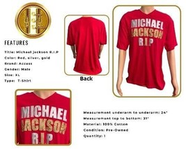 Michael Jackson RIP By Access Men&#39;s Red Silver Gold T-Shirt XL Top Short... - £23.39 GBP