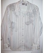 NEW Chico&#39;s Black/White Striped Shirt~Paisley Detail~Large~Chico&#39;s Sz 2~... - $47.05 CAD