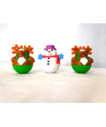 Playskool Weeble Wobble Christmas 2 Reindeers + Snowman Figures  - $263.88 MXN