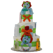 Okey Dokey Dino Diaper Cake 3 Tiers - £98.62 GBP