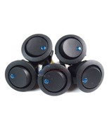 5 Pieces Blue LED Black Round Rocker Switch 12 Volt SPST Toggle On Off - £14.36 GBP