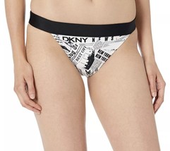 DKNY WHITE/BLACK Standard Mid Rise Full Coverage Bikini Swim Bottom, US ... - $7.73