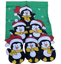 Christmas Penguins Yard Porch Flag Winter Wall Hanging Decor Approximate 28”x40” - £7.70 GBP