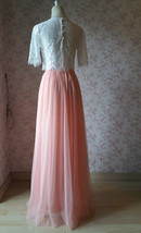 2 Piece Bridesmaid Dress Long Tulle Skirt Sleeve Crop Lace Top Bridesmaid Outfit image 4