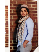 New Men Fashion Cotton Long Scarf Wrap Distressed Striped Peach/Beige/Bl... - £5.33 GBP