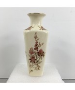 Zsolnay Hungary Vase 6&quot; Hand-Painted Porcelain Cream Pink Floral Gold Tr... - £50.90 GBP