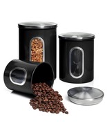MiXPRESSO 3 Piece Black Canisters Sets For The Kitchen Jars With See Thr... - $40.99