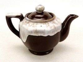 Small Porcelain 12 Oz Teapot, Brown Drip Glaze, Personal Size, Tea, Honey, Syrup - £15.62 GBP