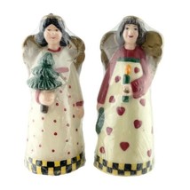 Folk Art Angel Candle White Red Christmas Party Decor 5.5 in. High - £18.52 GBP