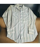 Vtg Wrangler Cowboy Cut Grey Pink Striped Pearl Snap Down LS Shirt 16.5-... - $442.66 MXN