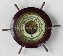 Vintage Pic Porcelain Face Wood Barometer Germany Ship Wheel Weather Rain Fair - £32.89 GBP