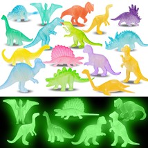 48 Pcs Dinosaur Toys Glow In Dark Halloween Decor Mini Dino Figures Birthday Par - £25.65 GBP